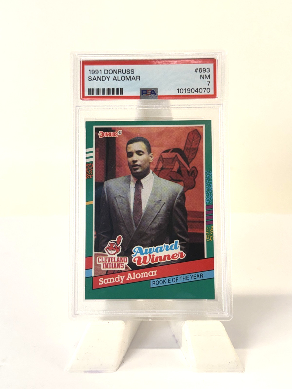 1991 Donruss #693 Sandy Alomar Jr. Award Winner Rookie of the Year PSA 7 NM